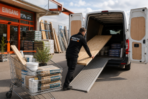 Das Möbeltaxi übernimmt den Materialtransport von Baumärkten in München