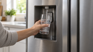 Wasserspender eines Side-by-Side-Kühlschranks in einer Münchner Küche